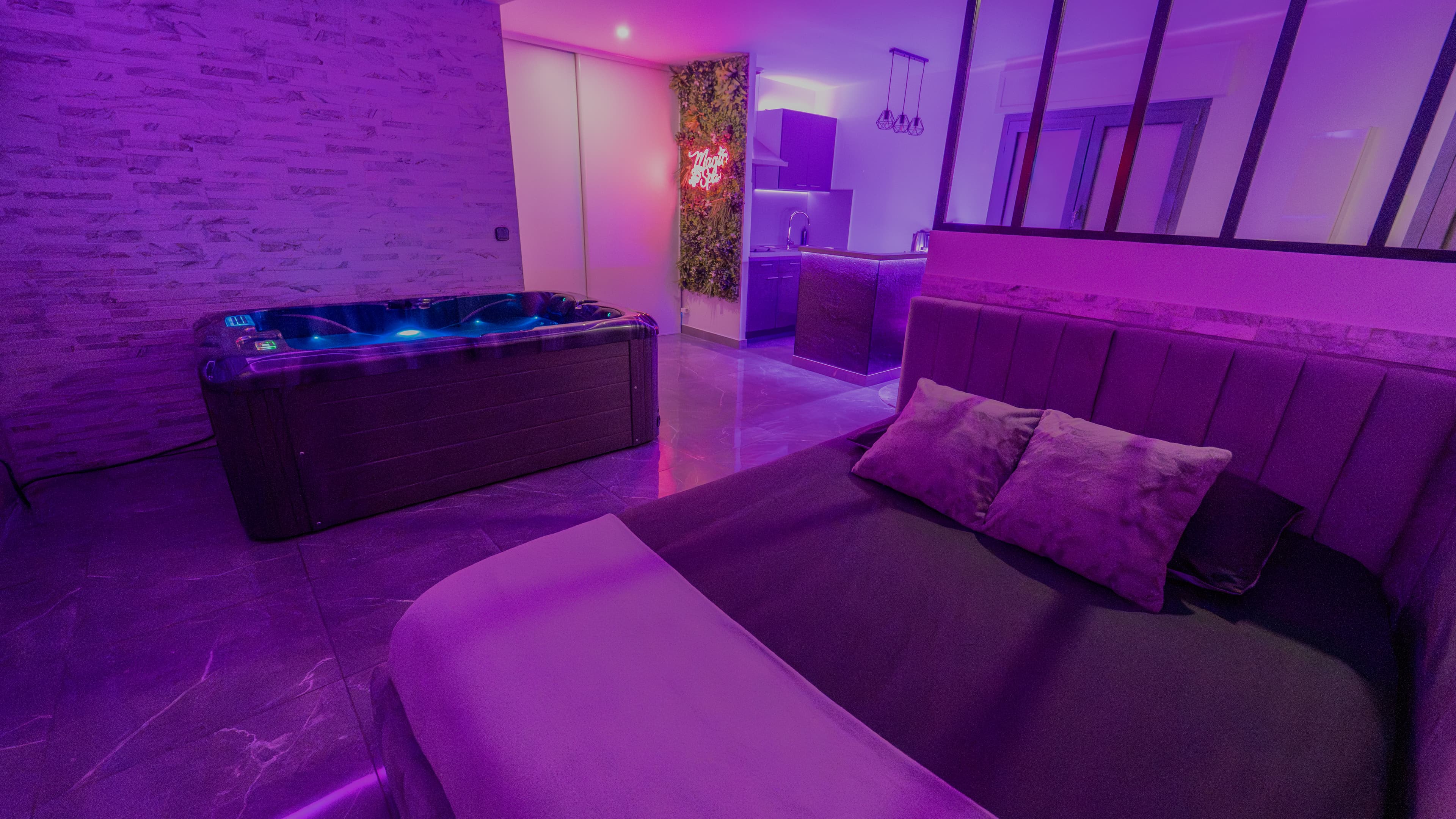Suite Grey — Chambre vue éclairage LED